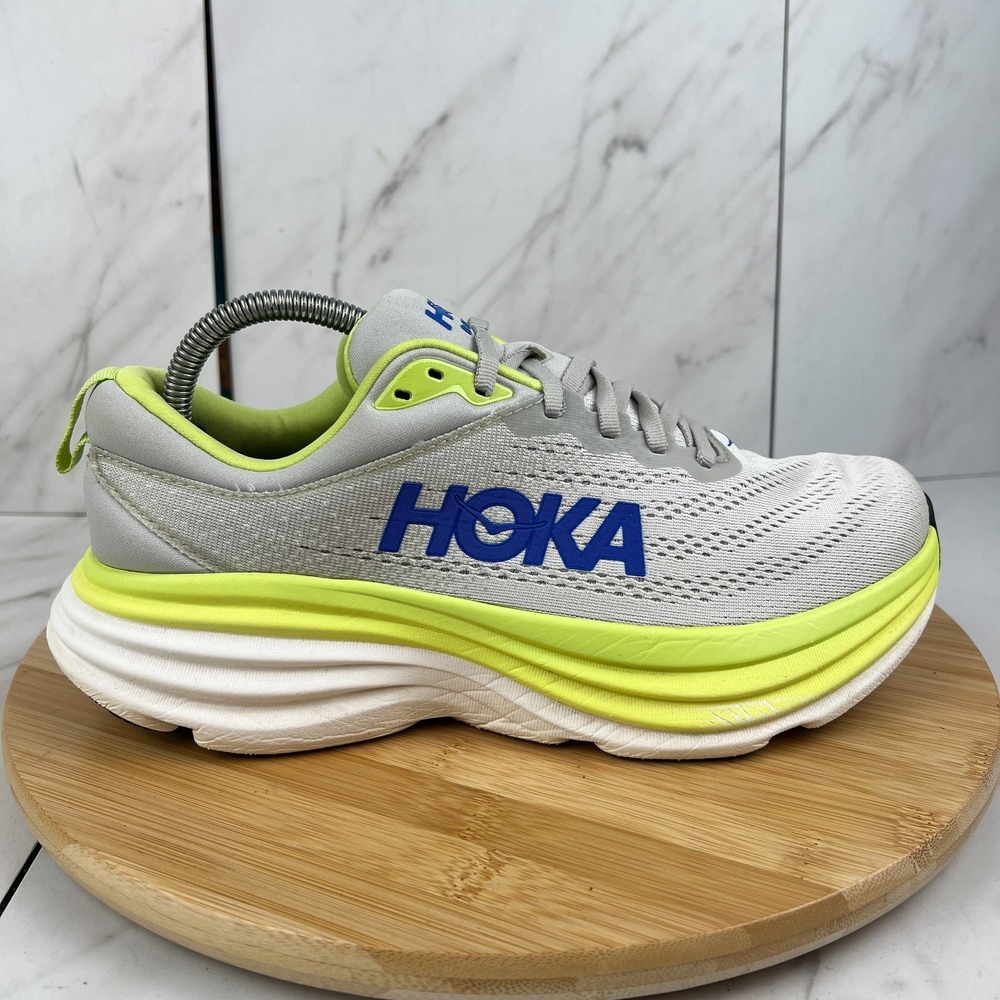 Hoka One Bondi 8 Mens Size 8 2E WIDE Stardust Lettuce Grey Running Shoe 1127953